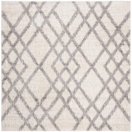 Safavieh 8 x 8 ft. Berber Shag 200 Power Loomed Square Area Rug; Cream & Grey BER214A-8SQ